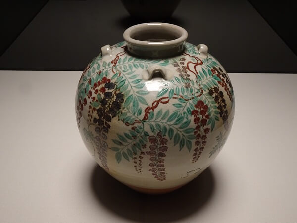 色絵藤花文茶壺